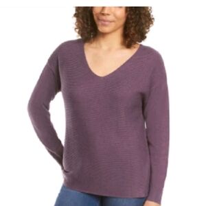 Ella Moss Purple Ribbed V Neck Soft Casual Lightweight Sweater Small